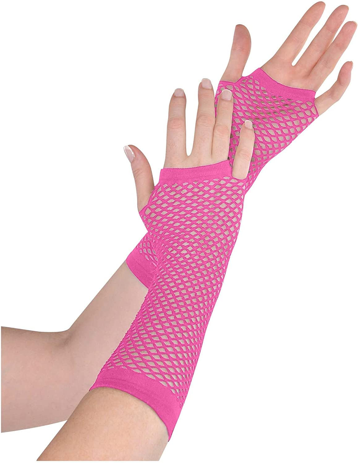 Pink Fishnet Long Gloves, Party Accessory