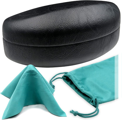 Hard Sunglasses Cases for Large to Oversized Frames with Cleaning Cloth