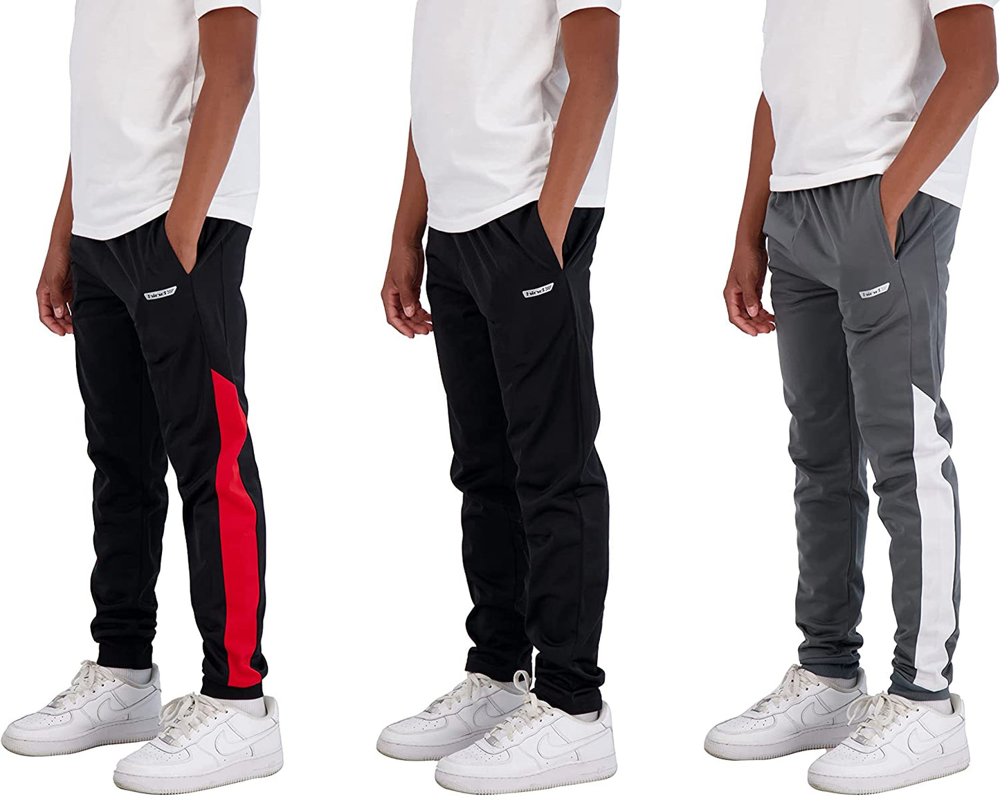 Boys 3-Pack Fleece and Tricot Jogger Sweatpants with Pockets for Athletic & Casual Wear