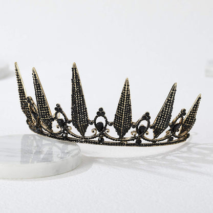 Gothic Crown Pageant Tiara for Women, Black Queen Tiaras and Crowns