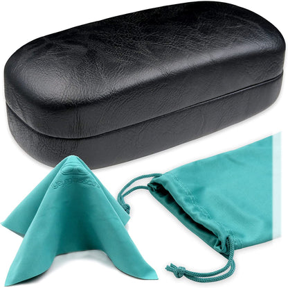 Hard Sunglasses Cases for Large to Oversized Frames with Cleaning Cloth