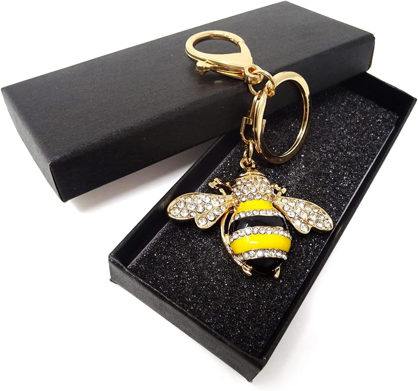 1PCS Rhinestone Little Bee Keychain Bumble Bee Sparkling Keyring for Bag Purse Wallet