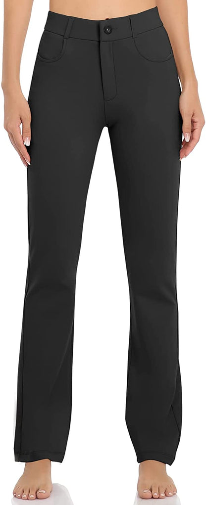 Women's Yoga Dress Pants Work Office Business Casual Slacks Stretch Regular Straight Leg Pants with Pockets