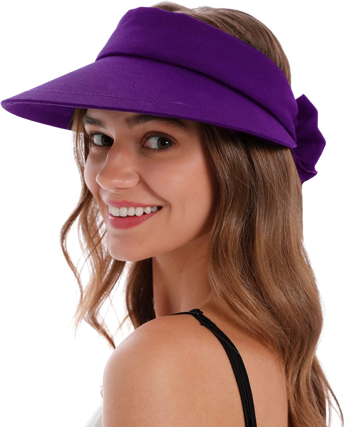 Women'S UPF 50+ UV Protection Wide Brim Beach Sun Visor Hat