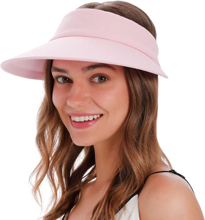 Women'S UPF 50+ UV Protection Wide Brim Beach Sun Visor Hat