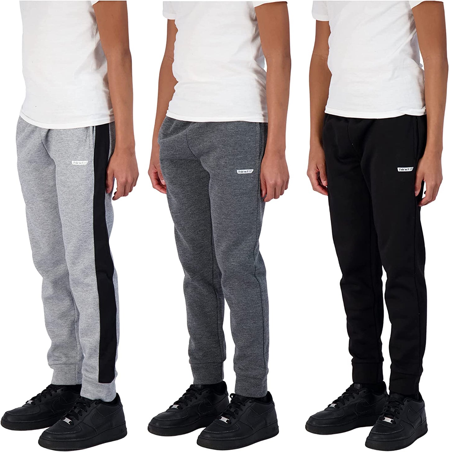 Boys 3-Pack Fleece and Tricot Jogger Sweatpants with Pockets for Athletic & Casual Wear