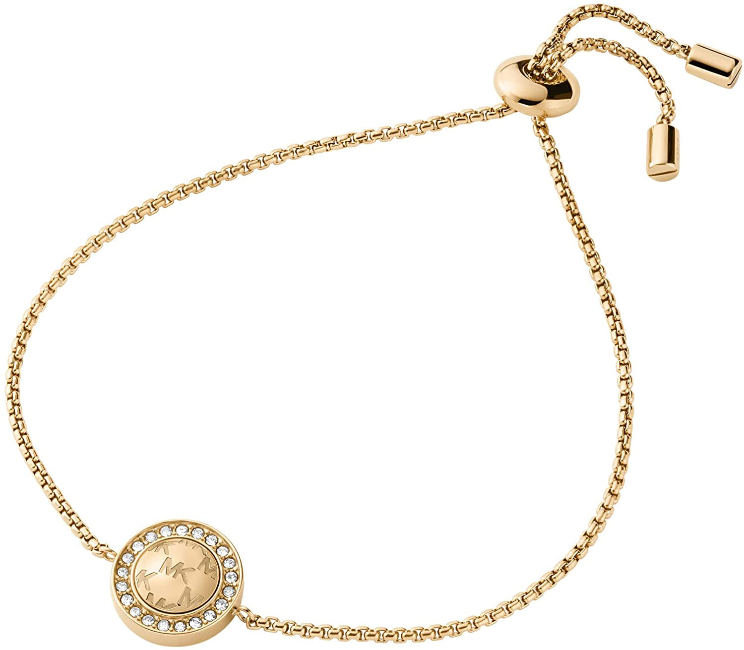 Women'S Stainless Steel Gold-Tone Slider Bracelet with Crystal Accents