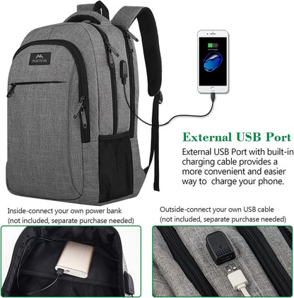 Travel Laptop Backpack, Water Resistant College School Business Computer Bag USB Charging Port