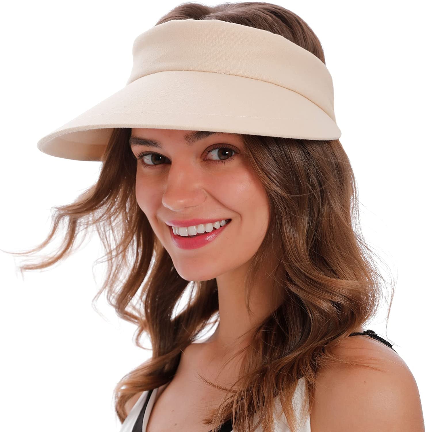 Women'S UPF 50+ UV Protection Wide Brim Beach Sun Visor Hat