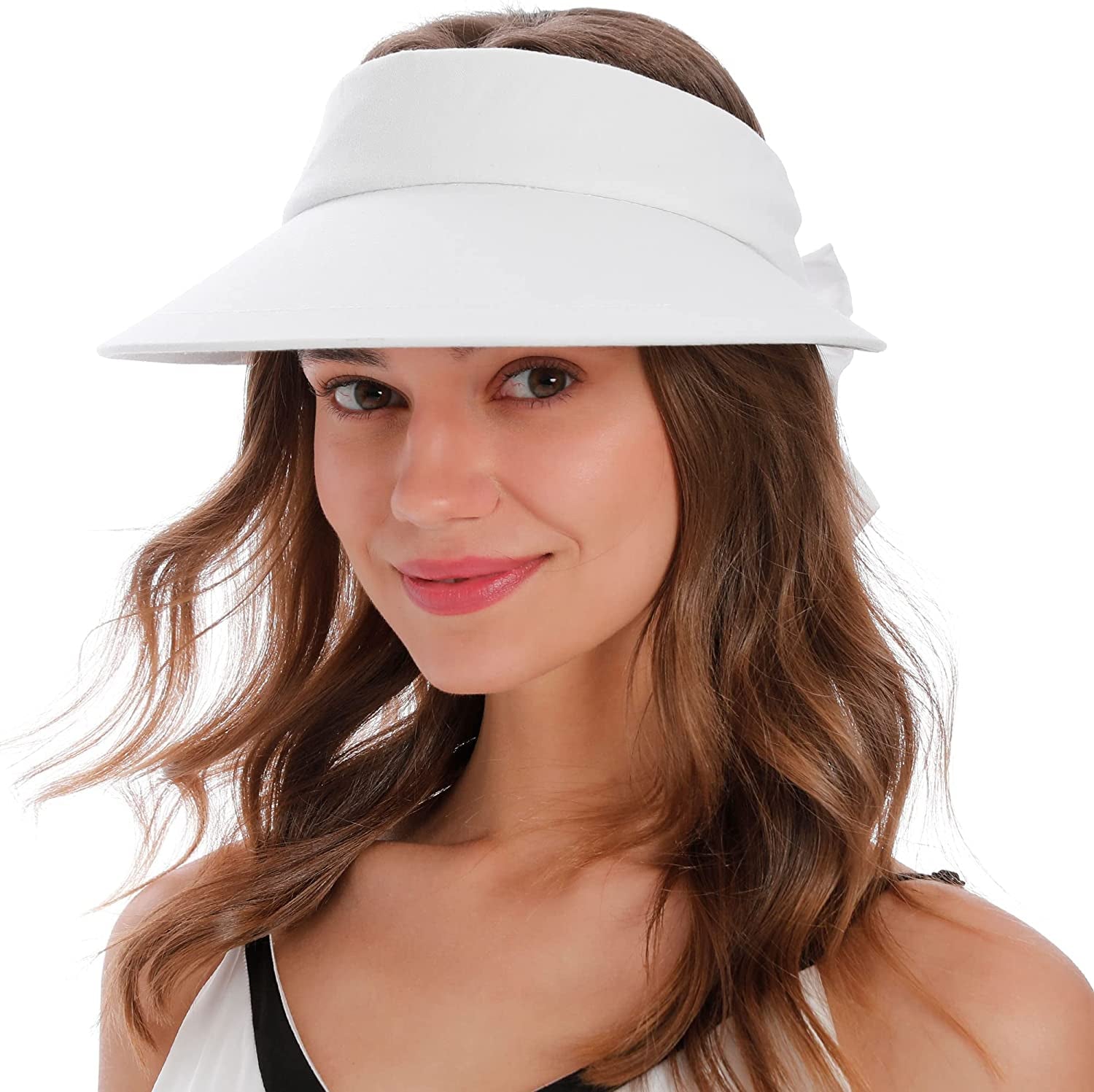 Women'S UPF 50+ UV Protection Wide Brim Beach Sun Visor Hat