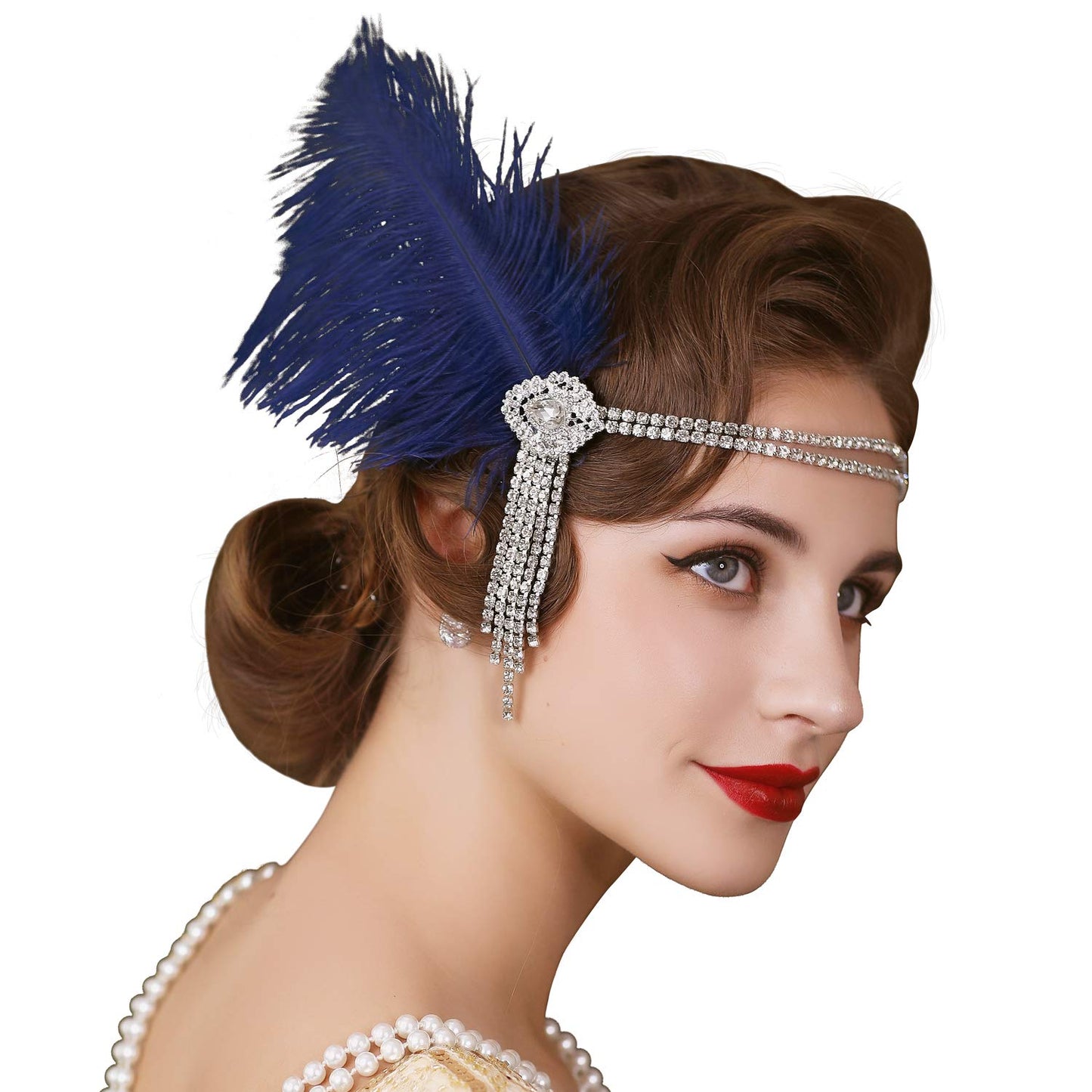 Flapper Headbands Women's 1920S Headpiece Great Gatsby Inspired Feather Headband, Black