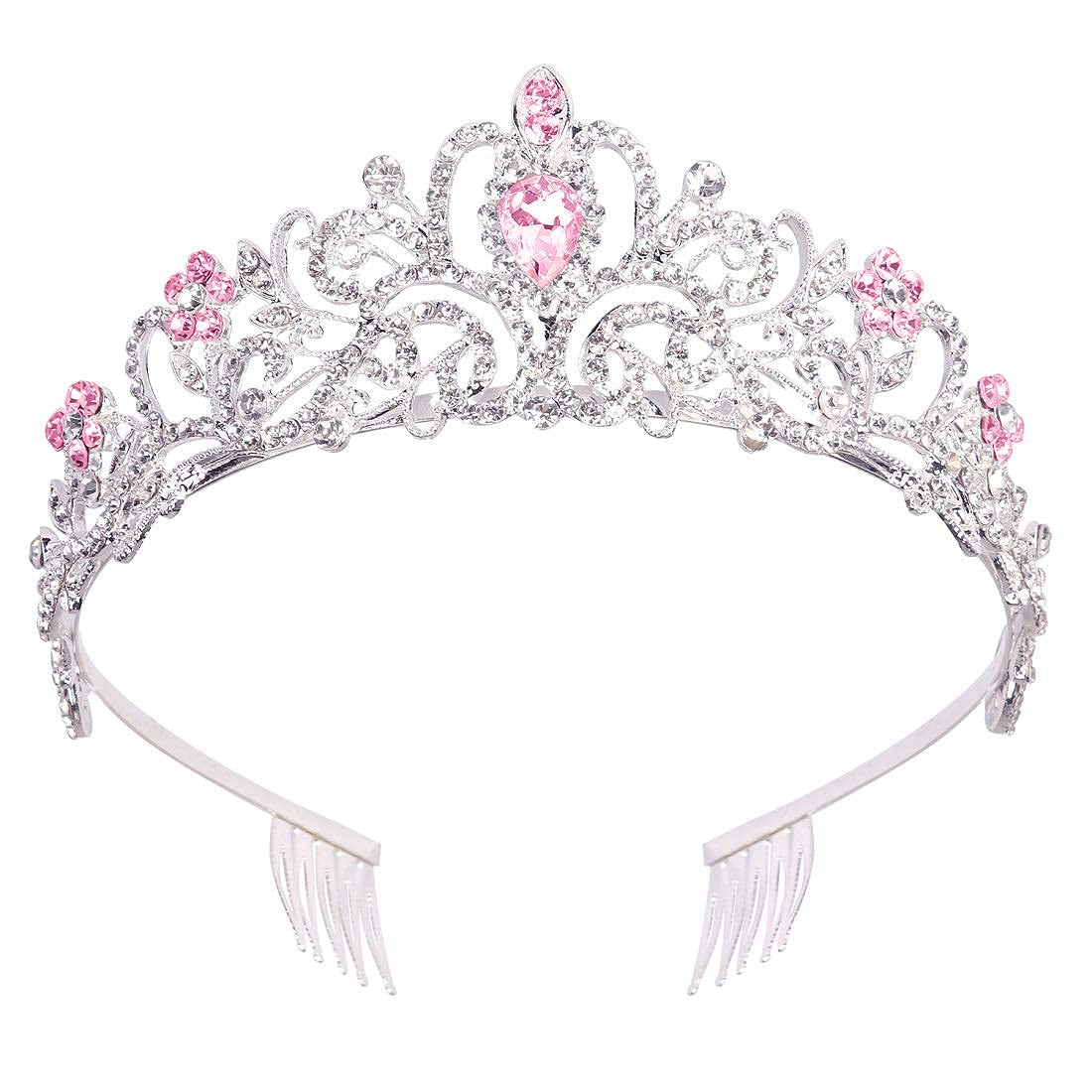 Gold Tiara for Women Crystal Crown with Colorful Gemstones Rhinestones Hair Accessories for Girls