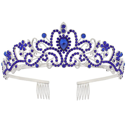 Gold Tiara for Women Crystal Crown with Colorful Gemstones Rhinestones Hair Accessories for Girls