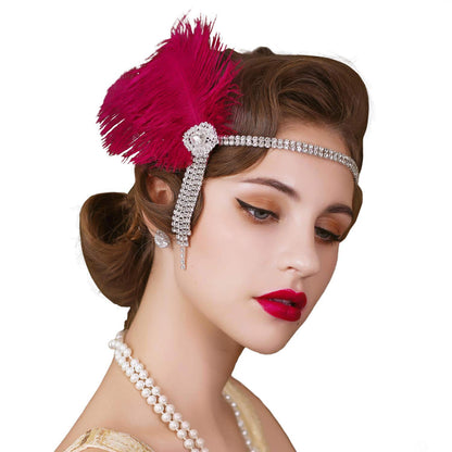 Flapper Headbands Women's 1920S Headpiece Great Gatsby Inspired Feather Headband, Black