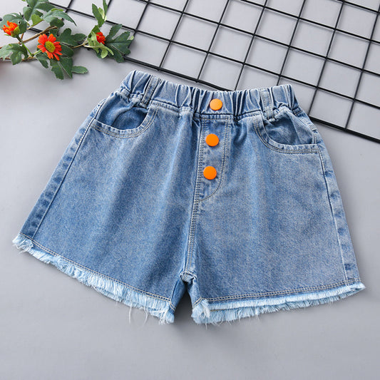 Girls Girls' Shorts Summer 2021 New Middle-aged Children's Foreign Style Korean Version Five-point Pants Baby Pants Tide Outside Wear