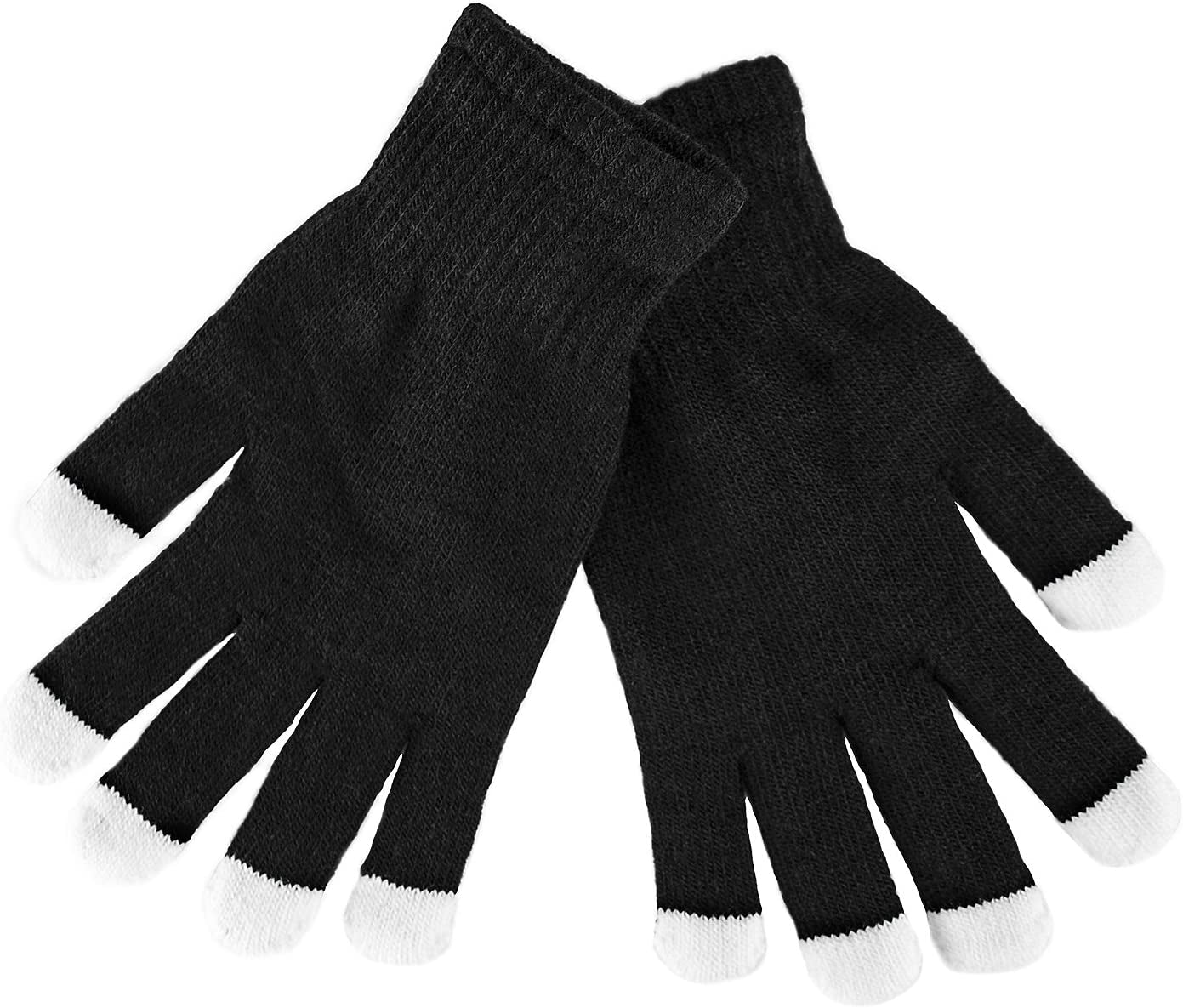 Black Knit Gloves LED Strobe Fingertips with 3 Colors for Light Shows, Raves, Concerts