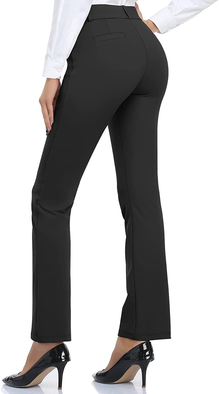 Women's Yoga Dress Pants Work Office Business Casual Slacks Stretch Regular Straight Leg Pants with Pockets