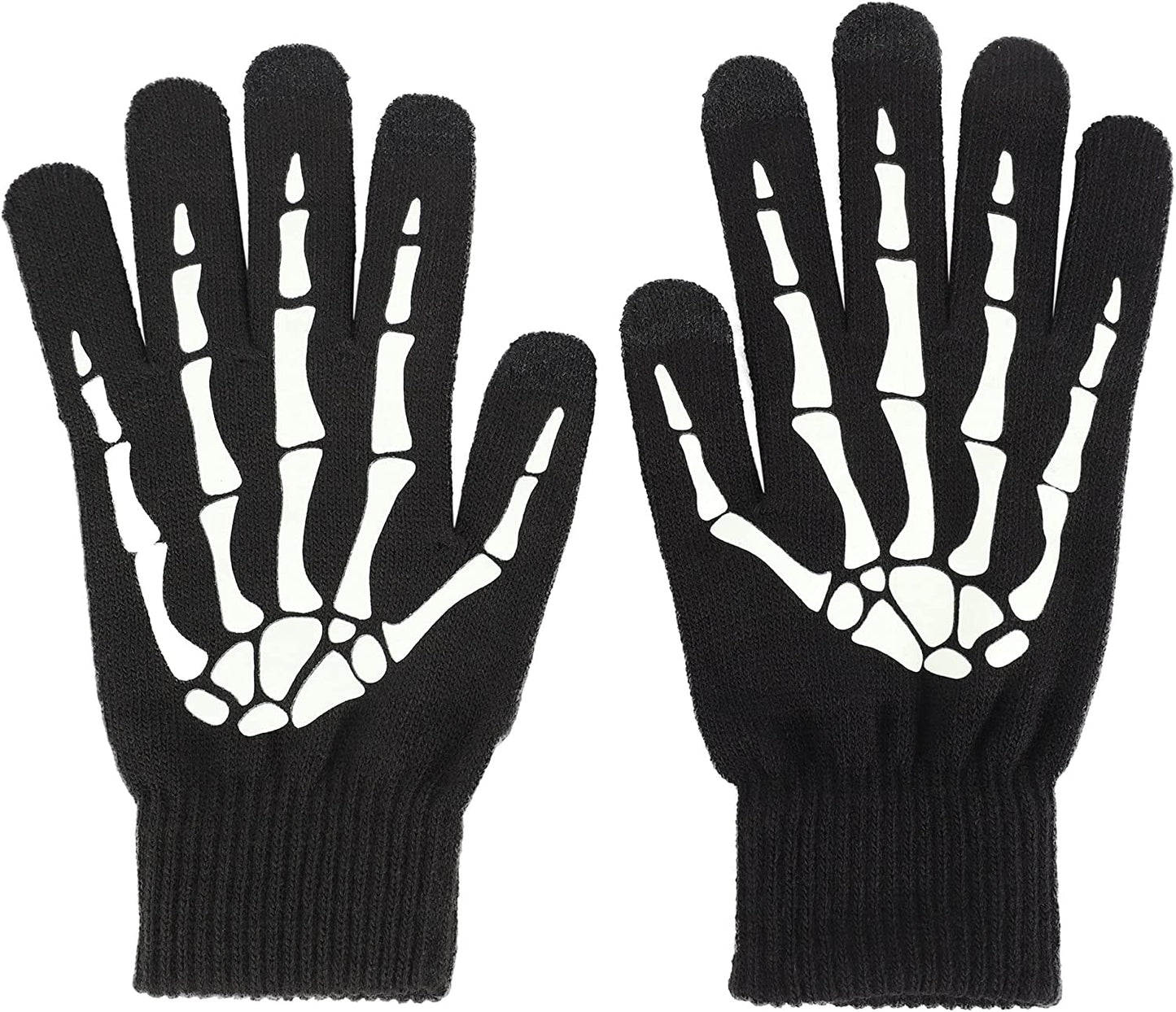 Unisex Full/Half Finger Skeleton Gloves Glow in the Dark Knit Gloves