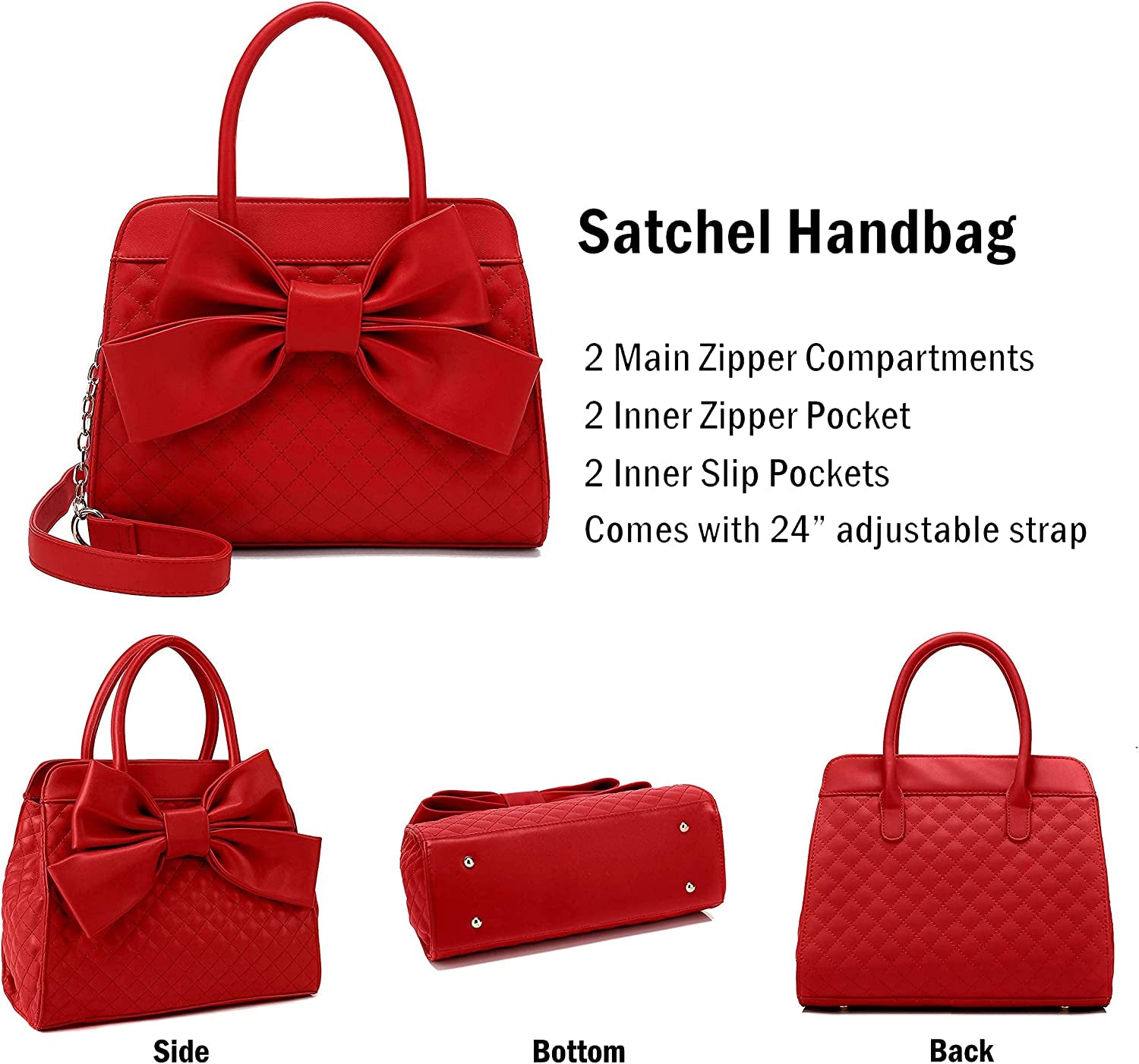 Handbags for Women, Purses for Women, Purse with Bow, Satchel Handbags for Women