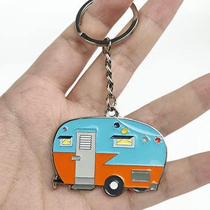 Camper Keychain Happy RV Camper Keyring RV Keychain Couples Keychain Set, 2 Pack