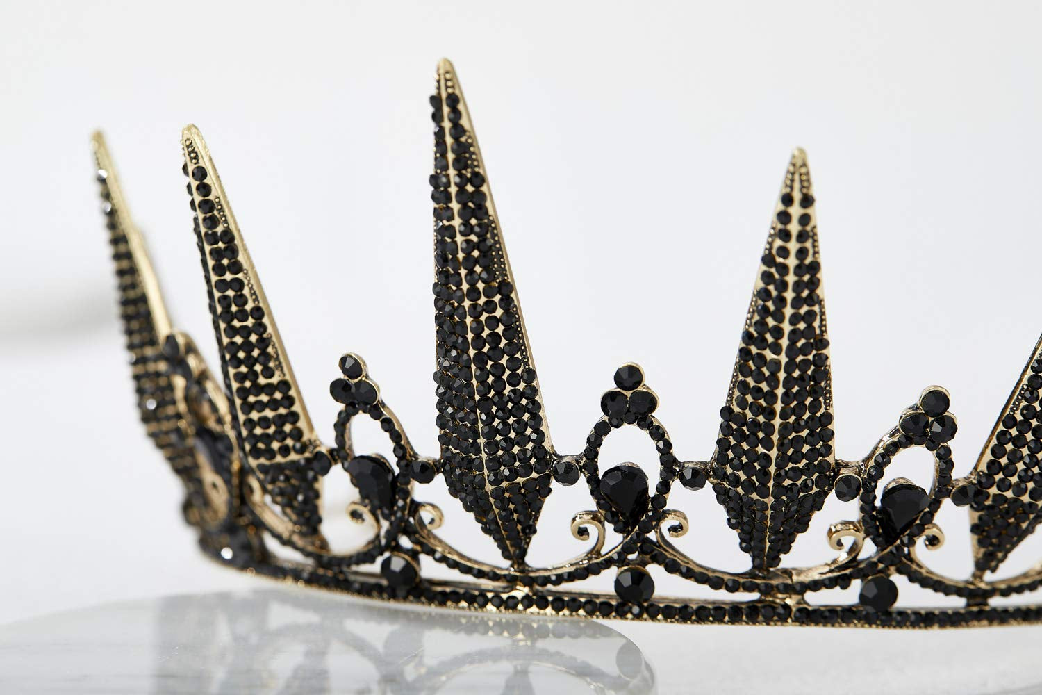 Gothic Crown Pageant Tiara for Women, Black Queen Tiaras and Crowns