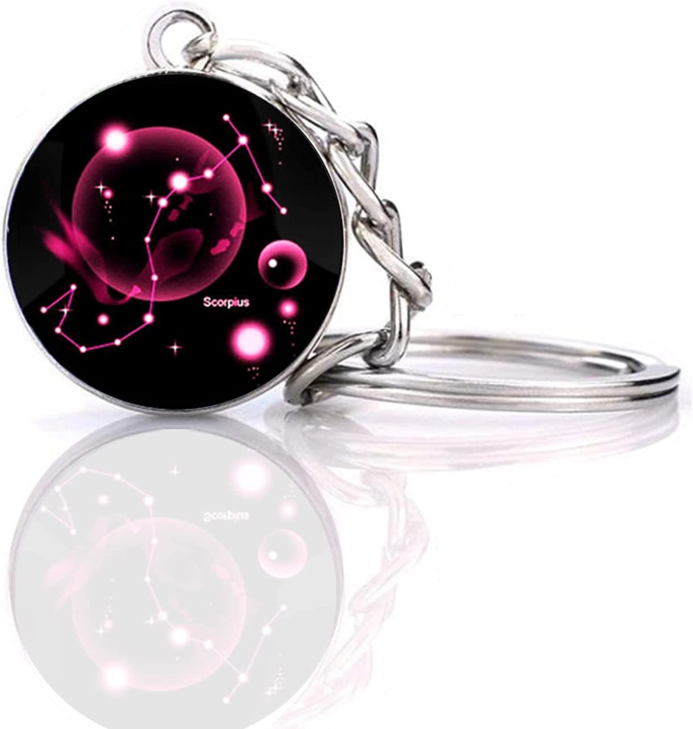 Zodiac 12 Constellation Glow in the Dark Creative Galaxy Keychain