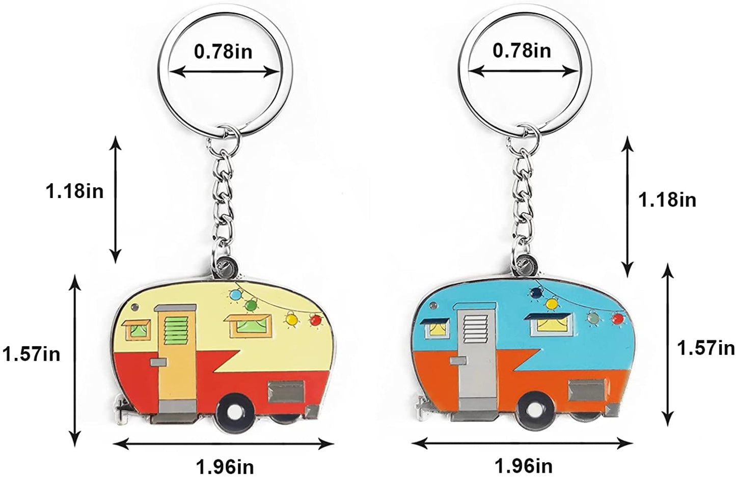 Camper Keychain Happy RV Camper Keyring RV Keychain Couples Keychain Set, 2 Pack