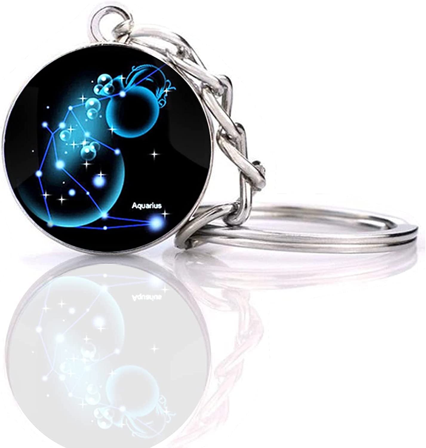 Zodiac 12 Constellation Glow in the Dark Creative Galaxy Keychain