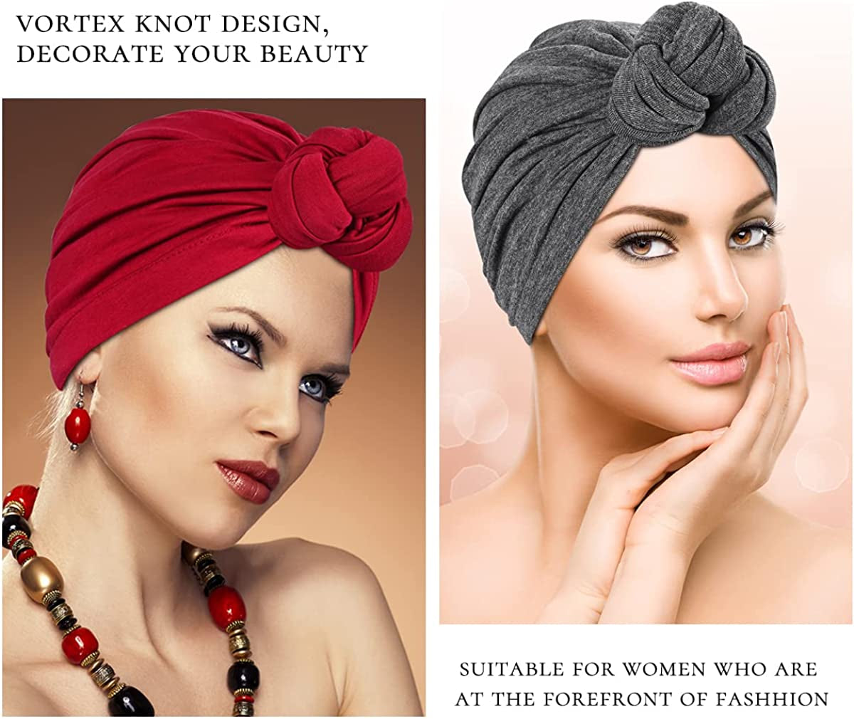 Women Turbans and Head Wraps,Skull-Caps,African Turban Flower Knot Pre-Tied Bonnet Beanie Cap for Women