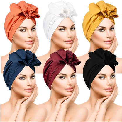 Women Turbans and Head Wraps,Skull-Caps,African Turban Flower Knot Pre-Tied Bonnet Beanie Cap for Women