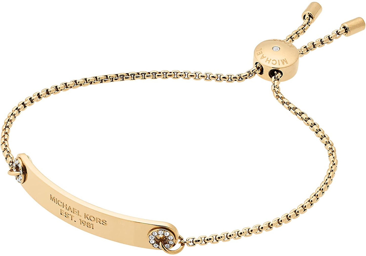 Women'S Stainless Steel Gold-Tone Slider Bracelet with Crystal Accents