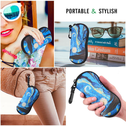 Sunglasses Soft Case Ultra Light Neoprene Zipper Eyeglass Case with Belt Clip