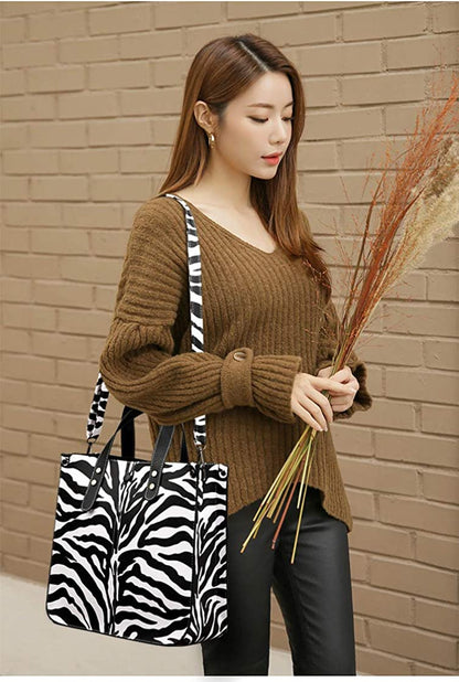 Tote Bag for Women Zebra Cows Deer Leopard Pattern Shoulder Bag Hobos Purse