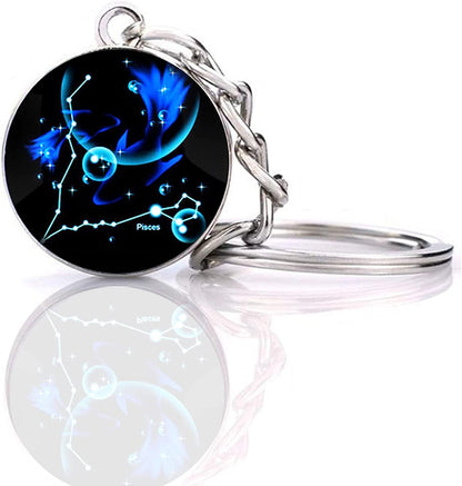 Zodiac 12 Constellation Glow in the Dark Creative Galaxy Keychain