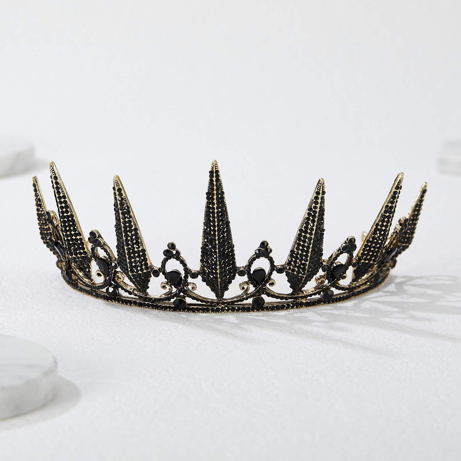 Gothic Crown Pageant Tiara for Women, Black Queen Tiaras and Crowns