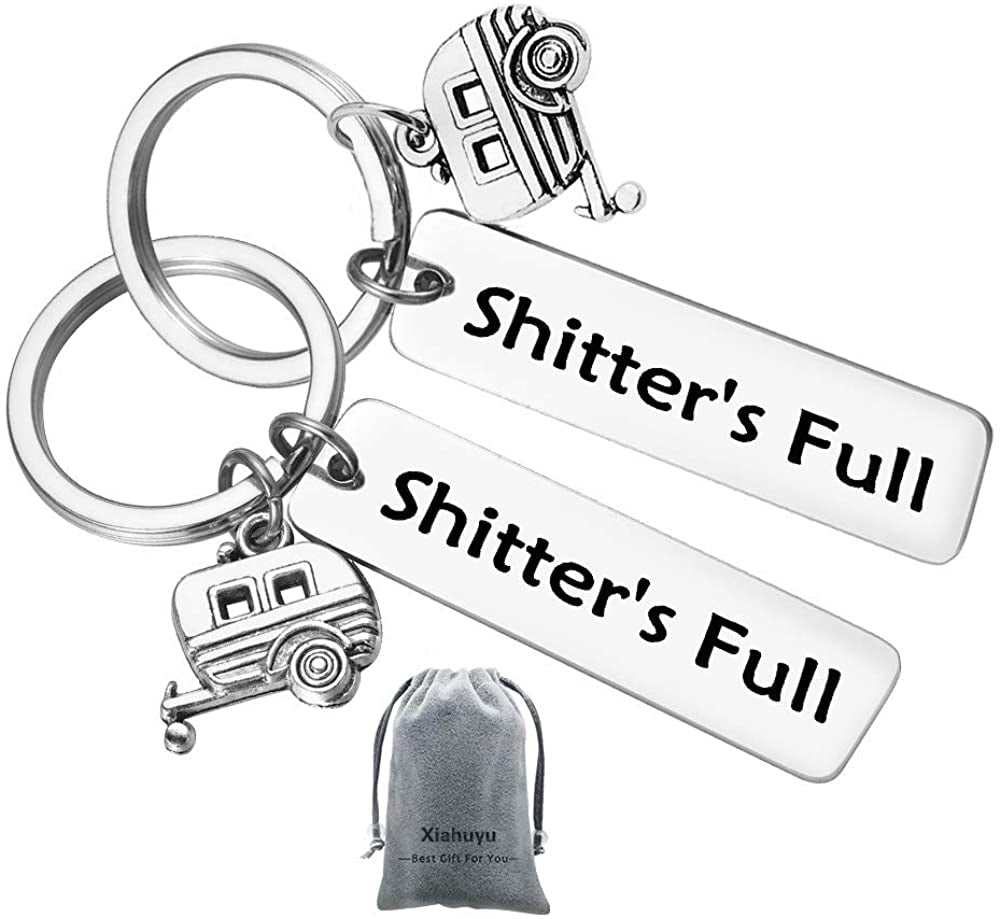 2Pcs Full Camper Keychain Happy Camper RV Keychain Unique Gifts for Men Women