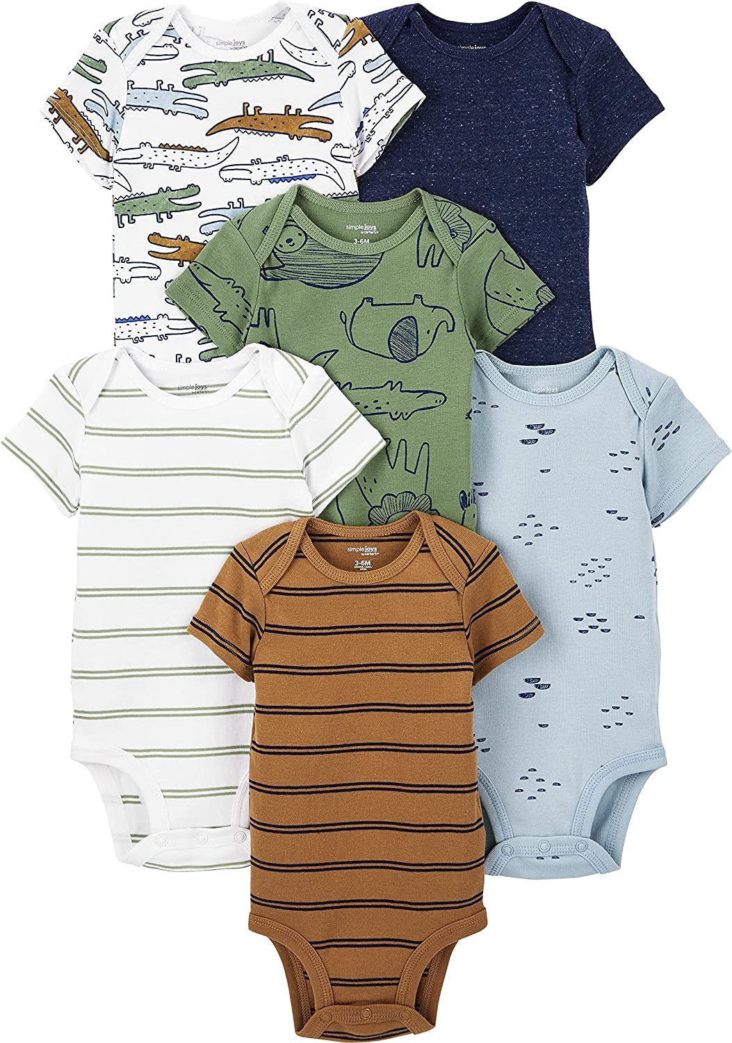 Baby Boys' Short-Sleeve Bodysuit, Pack of 6