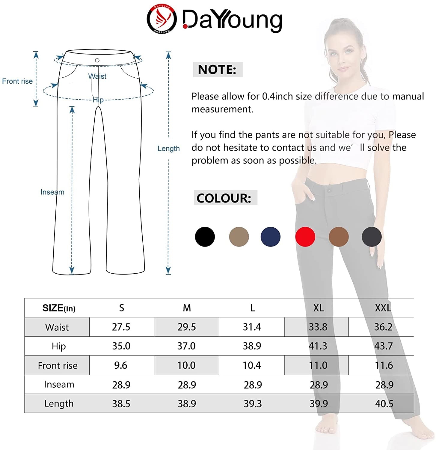 Women's Yoga Dress Pants Work Office Business Casual Slacks Stretch Regular Straight Leg Pants with Pockets