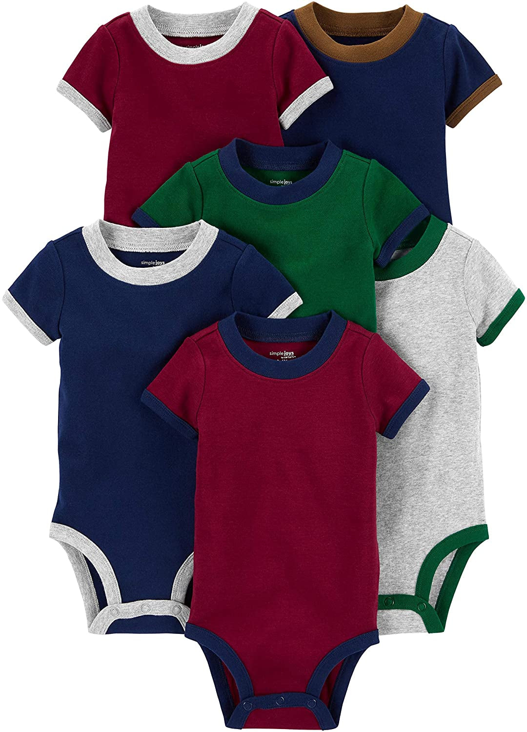 Baby Boys' Short-Sleeve Bodysuit, Pack of 6