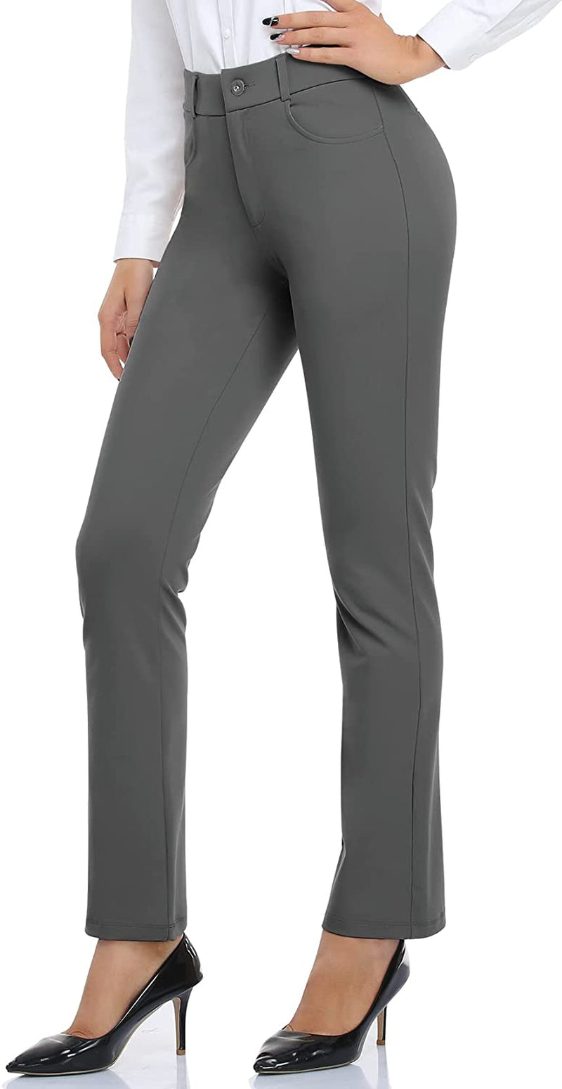 Women's Yoga Dress Pants Work Office Business Casual Slacks Stretch Regular Straight Leg Pants with Pockets