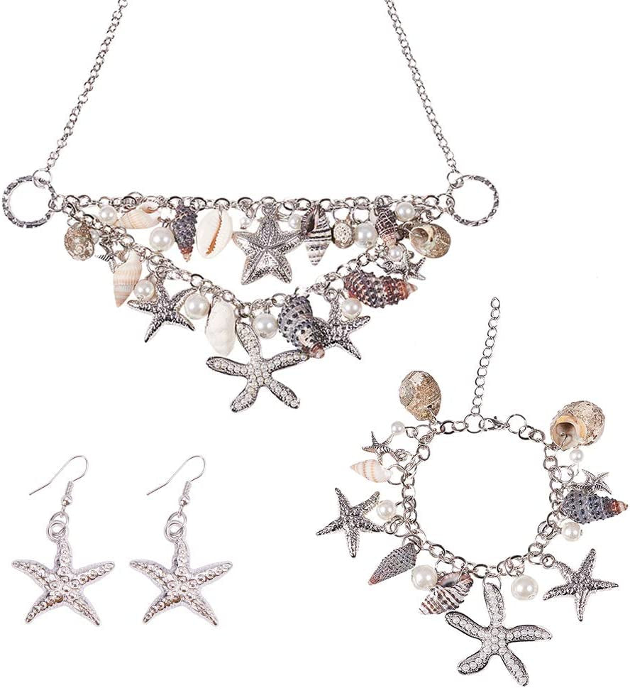 Fashion Sea Shell Starfish Bracelets Faux Pearl Charm Bracelets Golden Shell Beads Bracelets