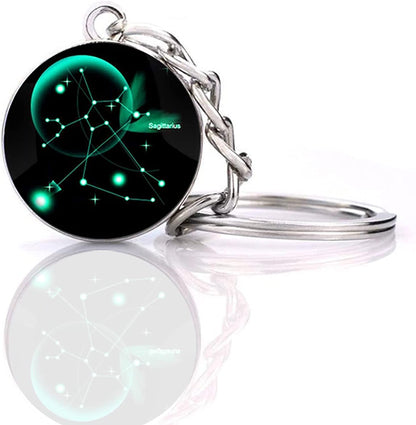 Zodiac 12 Constellation Glow in the Dark Creative Galaxy Keychain