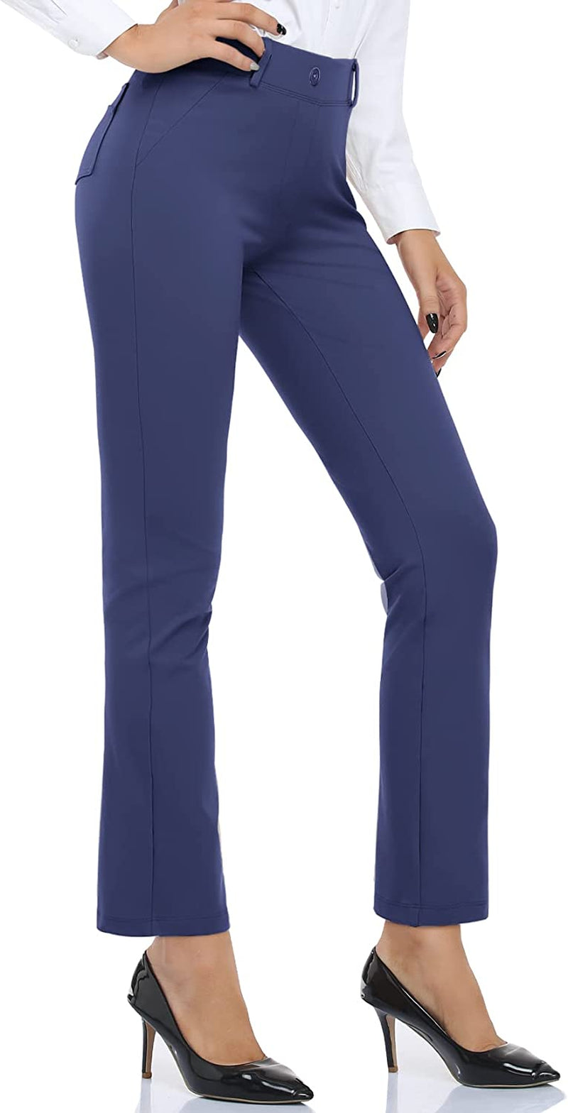 Women's Yoga Dress Pants Work Office Business Casual Slacks Stretch Regular Straight Leg Pants with Pockets