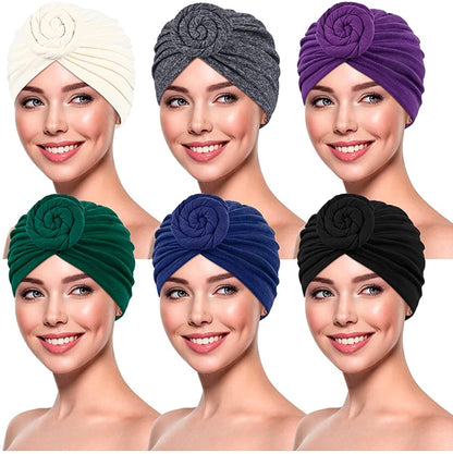 Women Turbans and Head Wraps,Skull-Caps,African Turban Flower Knot Pre-Tied Bonnet Beanie Cap for Women