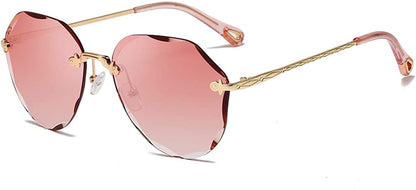 Sunglasses for Women Oversized Rimless Diamond Cutting Lens Sun Glasses AE0534