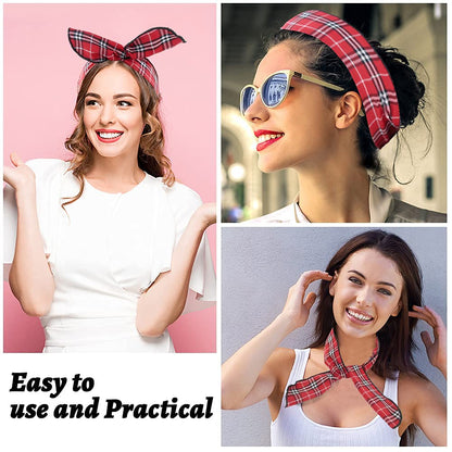 Twist Bow Wire Headbands Head Wrap Retro Bowknot Polka Dot Lattice Design Rabbit Ear Wired Hairbands, 9 Pack