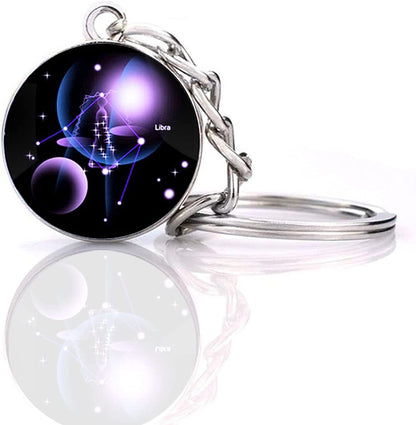 Zodiac 12 Constellation Glow in the Dark Creative Galaxy Keychain