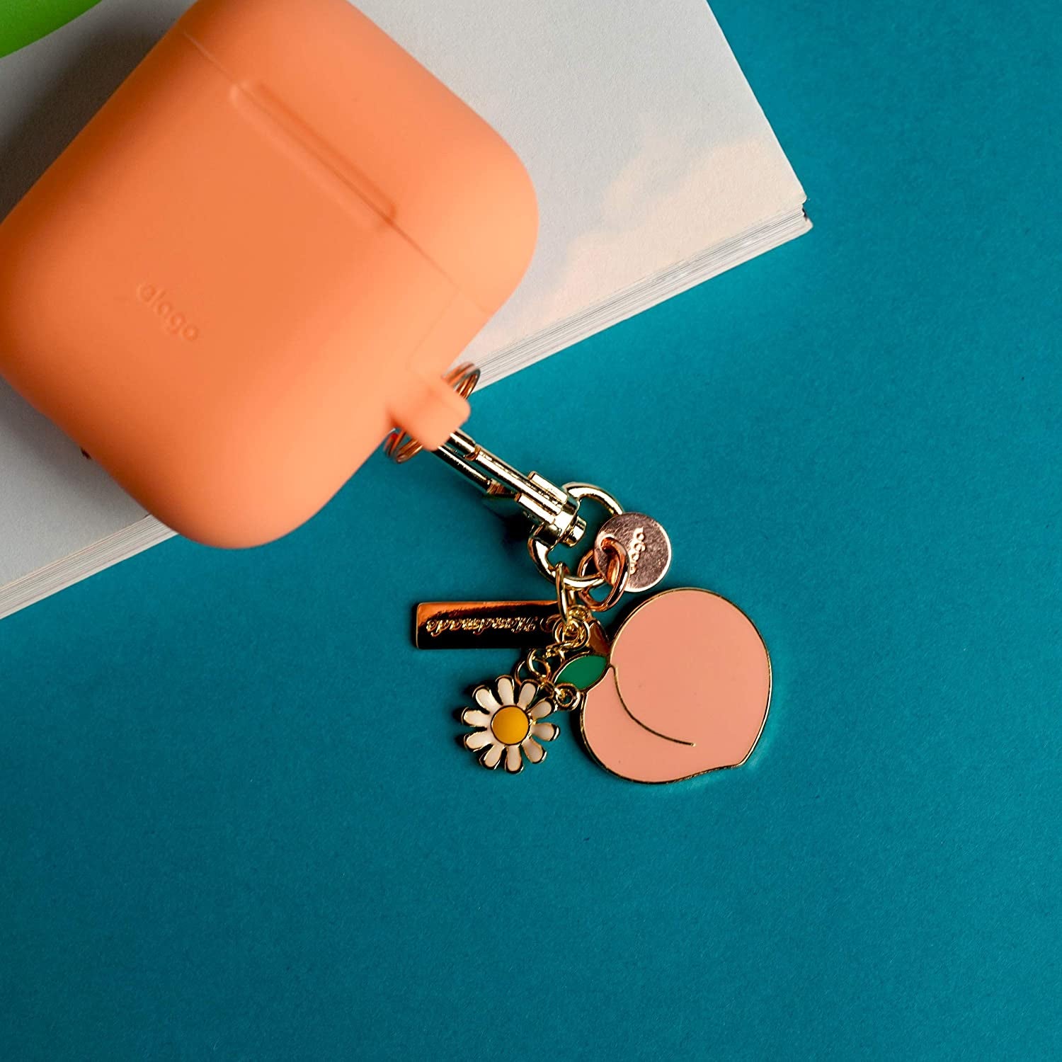 Airpods Keyring [PEACH] - Charm for Airpods, Handbag, Tote, Purse, Backpack, Bag, Car Key, Durable Keychain