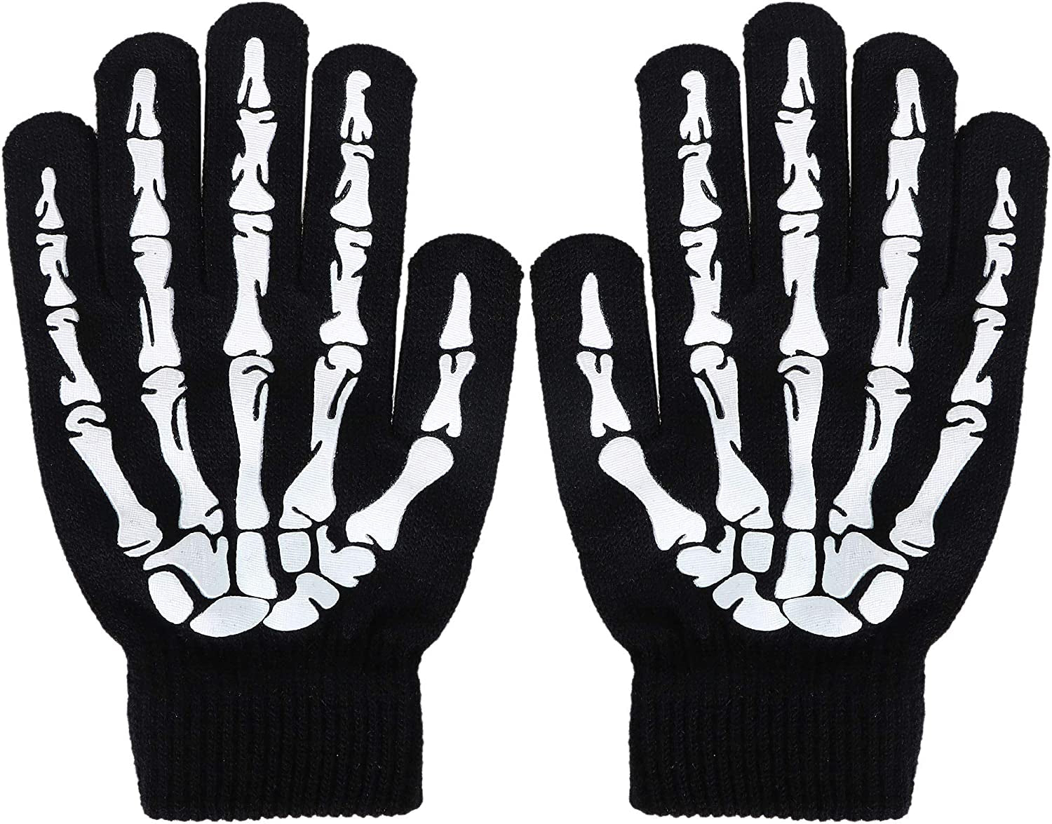 Unisex Full/Half Finger Skeleton Gloves Glow in the Dark Knit Gloves