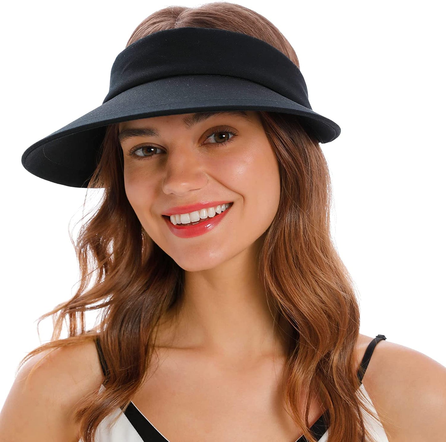 Women'S UPF 50+ UV Protection Wide Brim Beach Sun Visor Hat